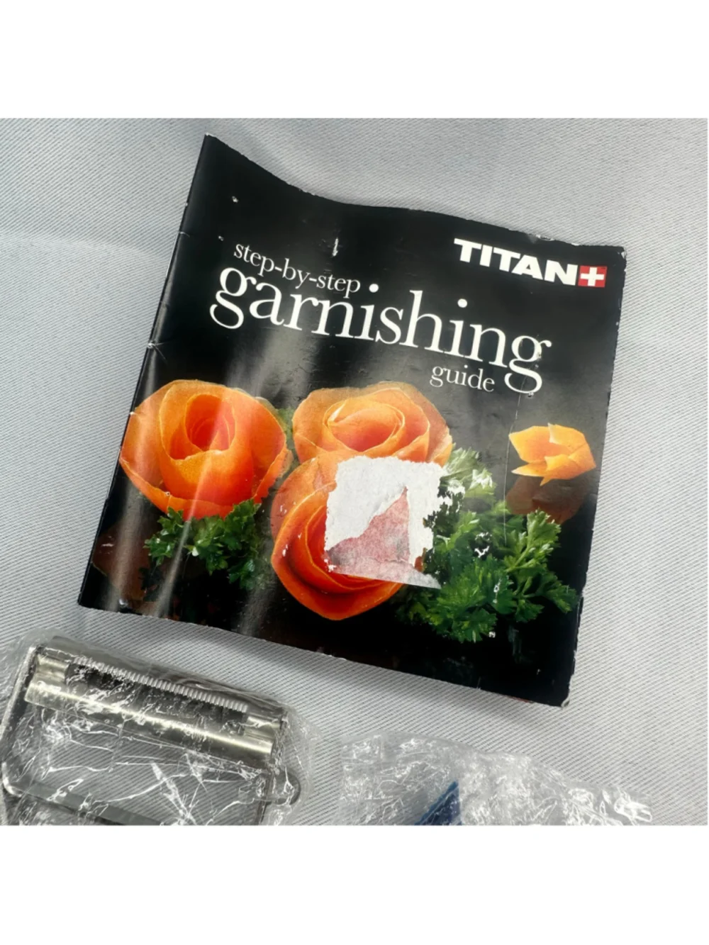 New Titan Stainless Steel Peeler Slicer As Seen On TV Blue Board Guide Book Set